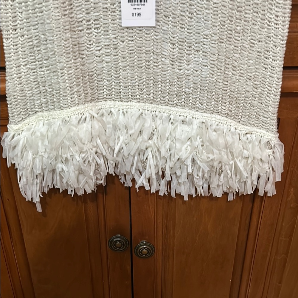 Etcetera Cream Ribbed Ruffled Tank Top - Picture 3 of 7